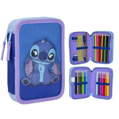 Schüleretui Doppelfedertasche - Stitch blau