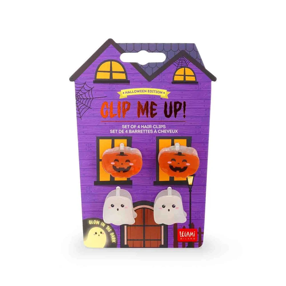 CLIP ME UP! - SET AUS 4 MINI-HAARCLIPS - GHOST + PUMPKIN
