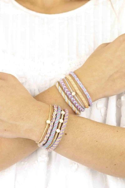 Folia Armband - Knüpfset Kumihimo Bracelets Pastell rainbow, 16 Teile