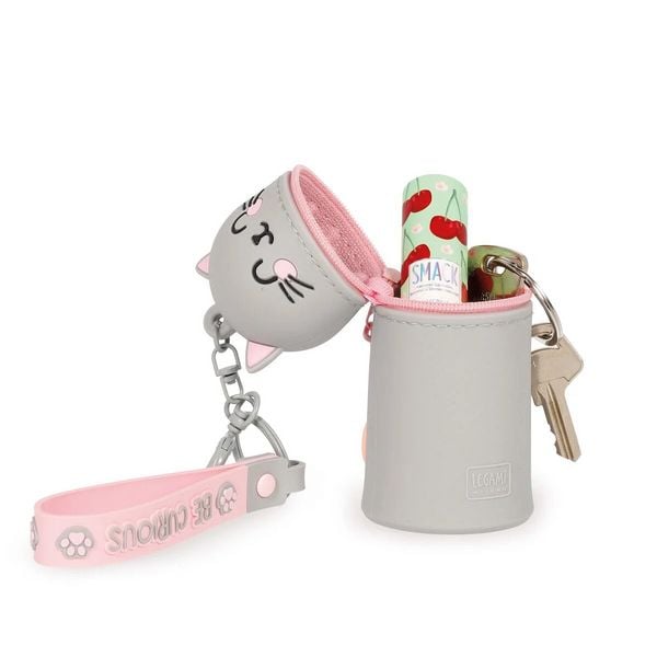Mini Kawaii - Münztasche mit Anhänger - Katze