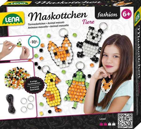 LENA Set Maskottchen Tier Anhänger basteln - für 4 Maskottchen