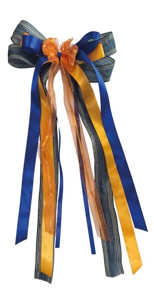 Nestler Schultütenschleife blau/orange/Jute