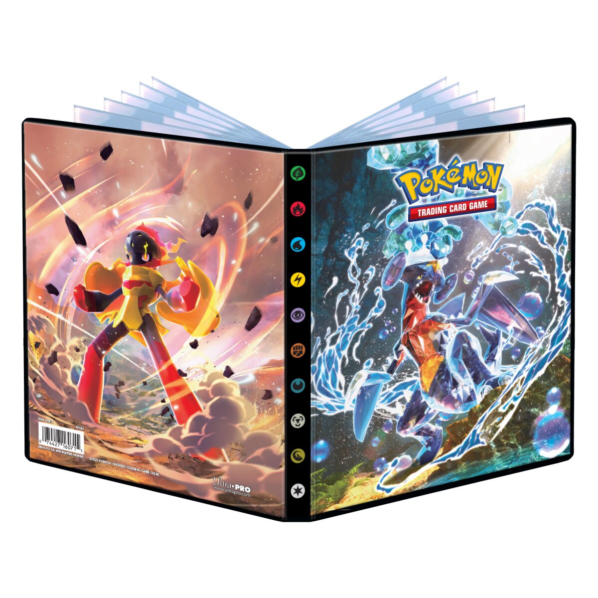 stehender Sammelhefter. Zu sehen sind zwei Pokémon von Paradoxdrift