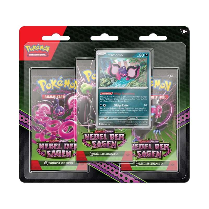Blister mit 3 Booster von Nebel der Sagen und 1 limitierten Holokarte von Infamomo