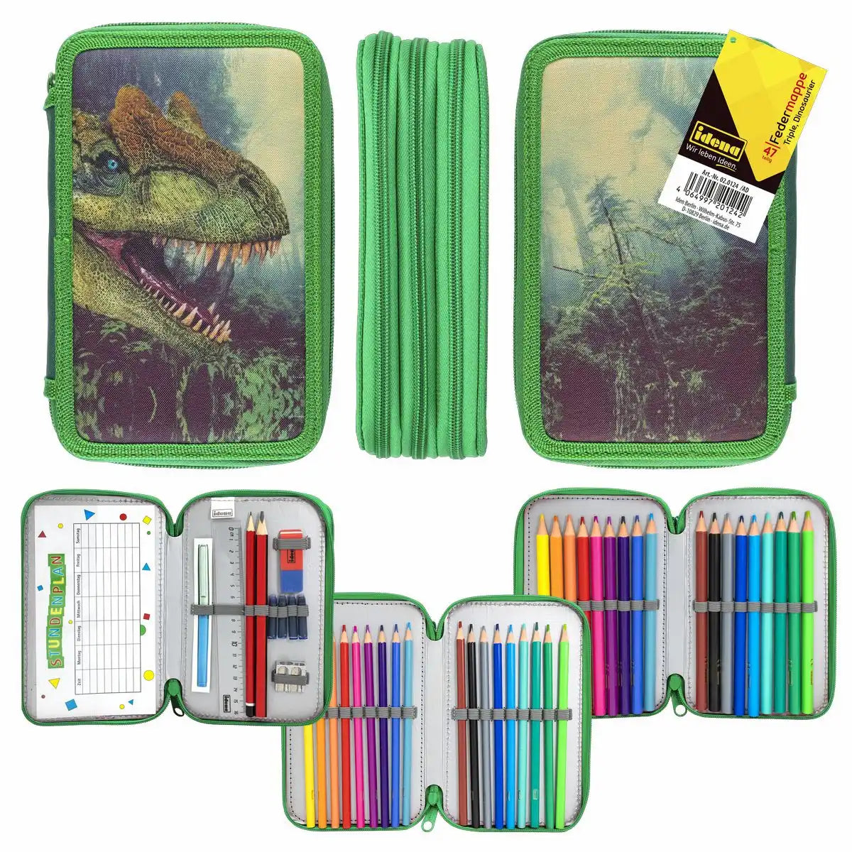 Idena Schüleretui TripleCase Dinosaurier