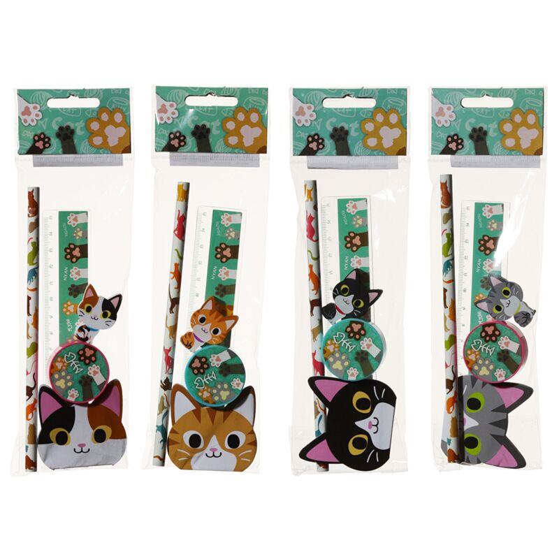 4er Schreibware-Set Katzen