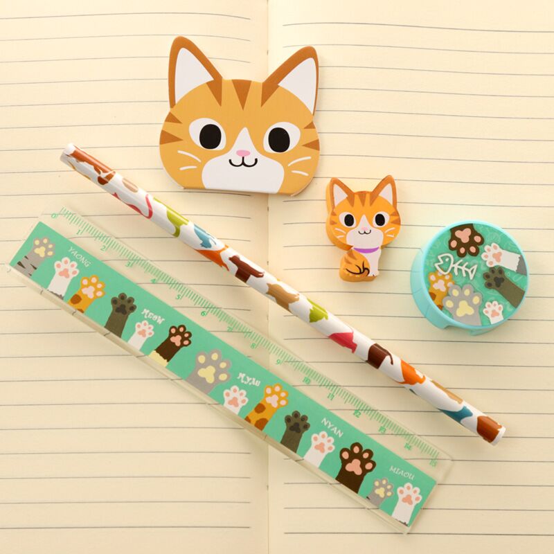 4er Schreibware-Set Katzen
