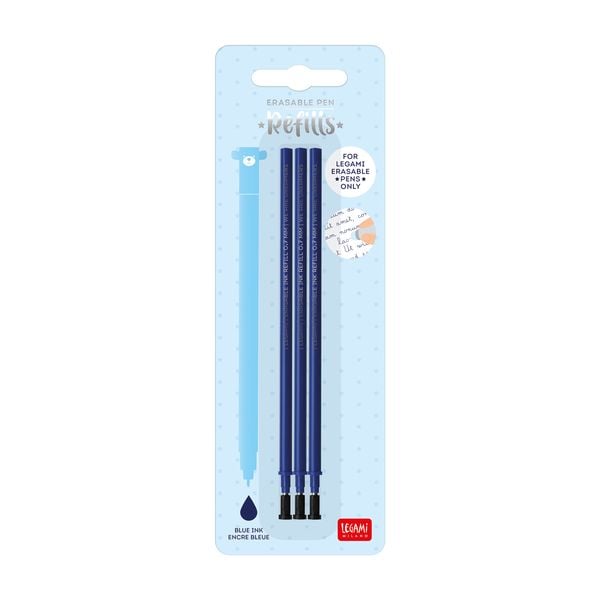 3er Erasable Pen Refills - blau