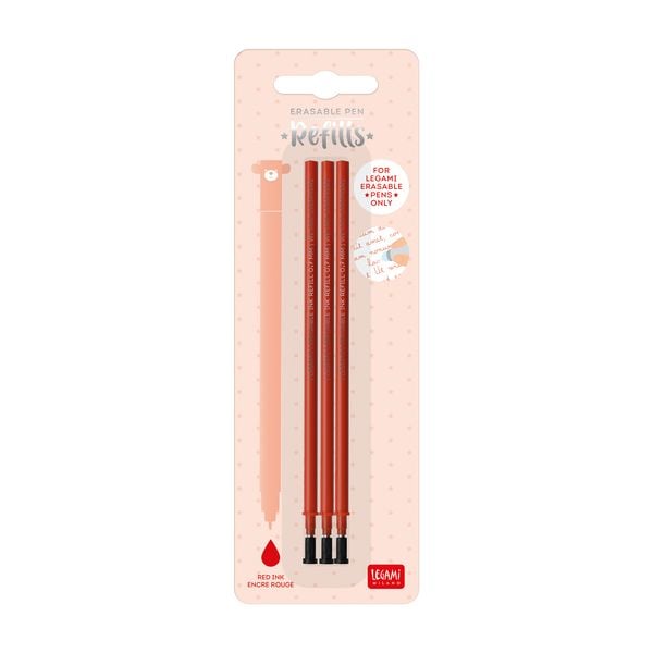 3er Erasable Pen Refills - rot