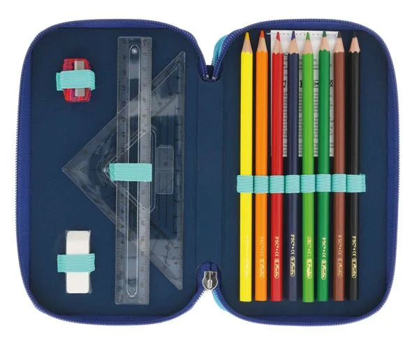 Schüleretui Triple Case blau