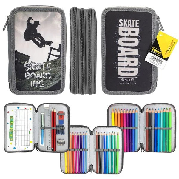 Schüleretui Tripledecker Skateboard 47 Teile