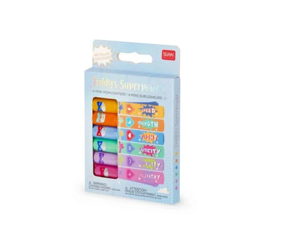 TEDDY'S SUPERPOWER - SET MIT 6 MINITEXTMARKERN - TEDDY BEAR