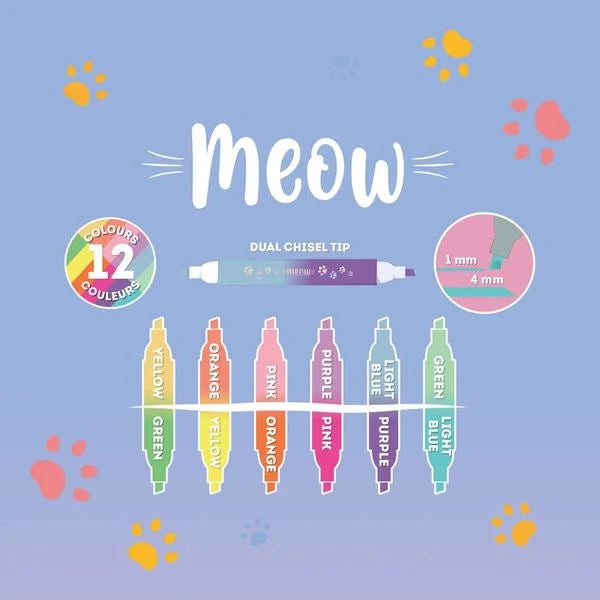 MEOW - 6 DOPPELSPITZENTEXTMARKERN - KITTY